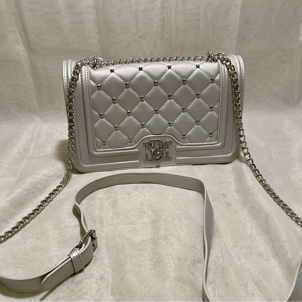 Badgley Mischka Metallic Silver Crossbody with Embellishments , NWT